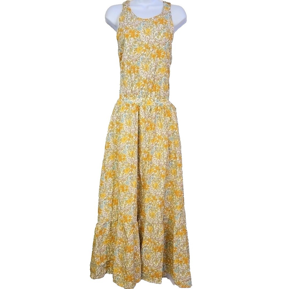 Hyacinth House Yellow Floral Maggie Maxi Dress Size L Retro Cottagecore Boho